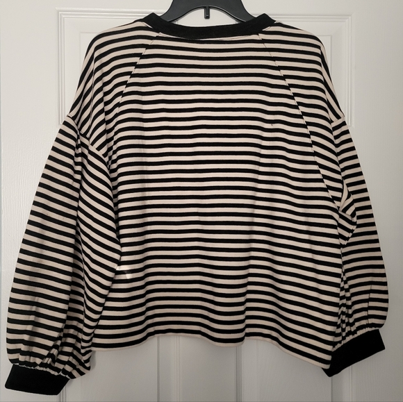 Loft Black/Off White Monogram Striped Sweater Size: XL - Picture 8 of 12
